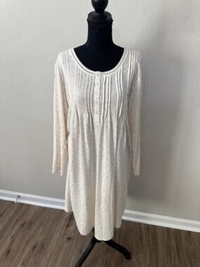 Simple Pleasures Vintage Style Nightgown Small Cream Floral Pintuck Sleep Dress
